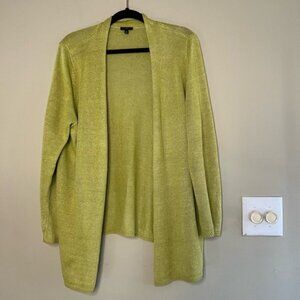 Talbots 100% Linen Chartreuse Cardigan